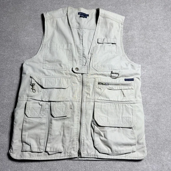 Royal Robbins 5.11 Tactical Vest Mens Medium Khaki Canvas 15 Pockets Safari - Picture 1 of 16